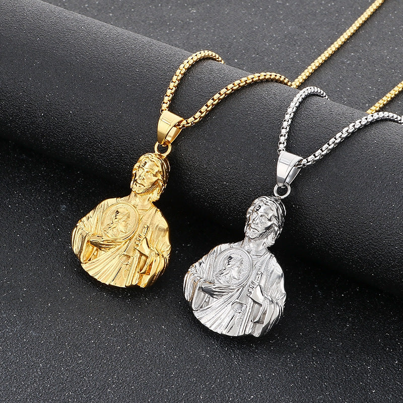 Planderful Retro Portrait Pendant St Jude Men Stainless