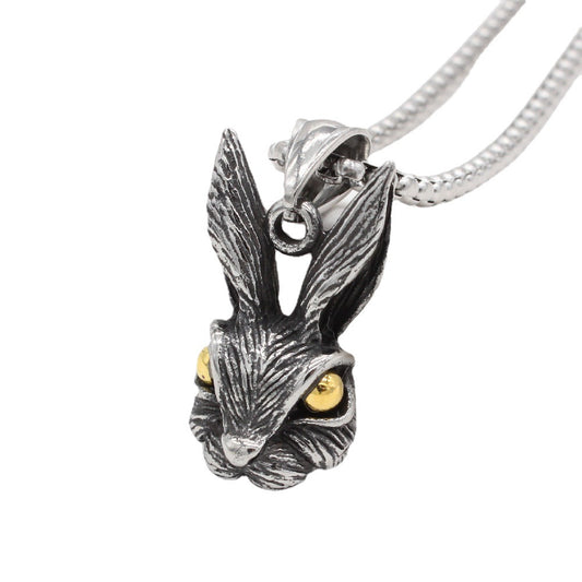 Rabbit Necklace Titanium Steel Pendant By Planderful For Women Unisex Statement Elegant Retro Style