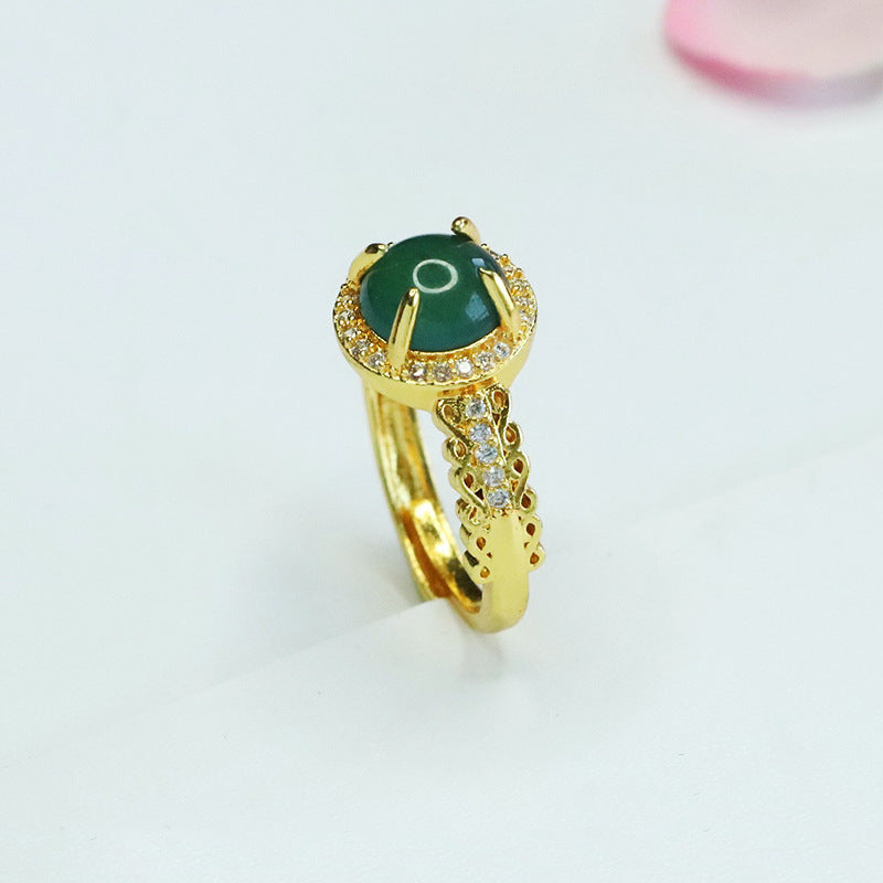 Blue-Water Jadeite Woven Ring