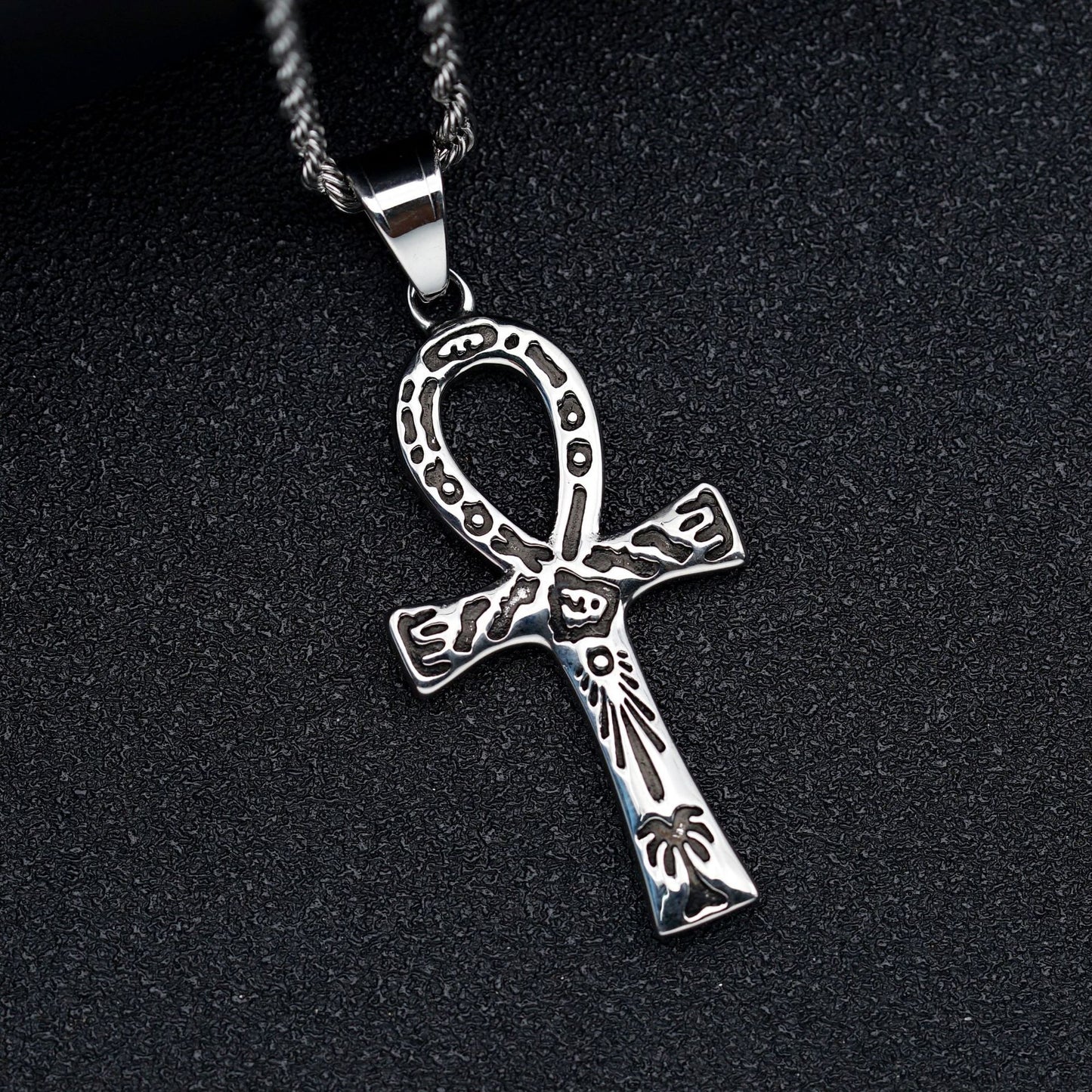 Stainless Steel Necklace – Vintage Egyptian Cross Pendant
