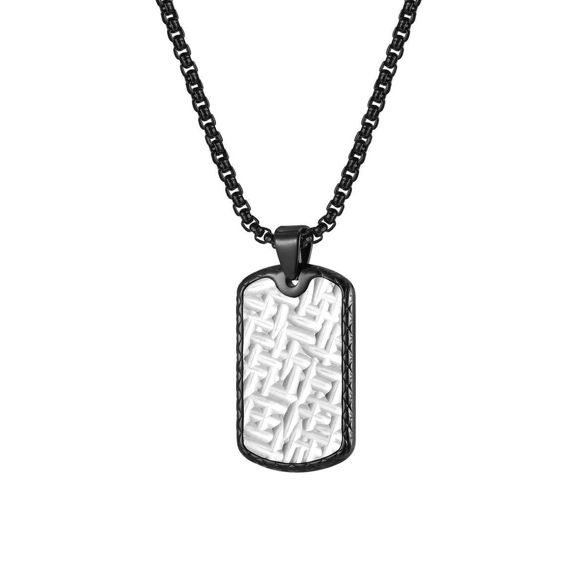 Dog Tag Black Stainless Steel Necklace for Men