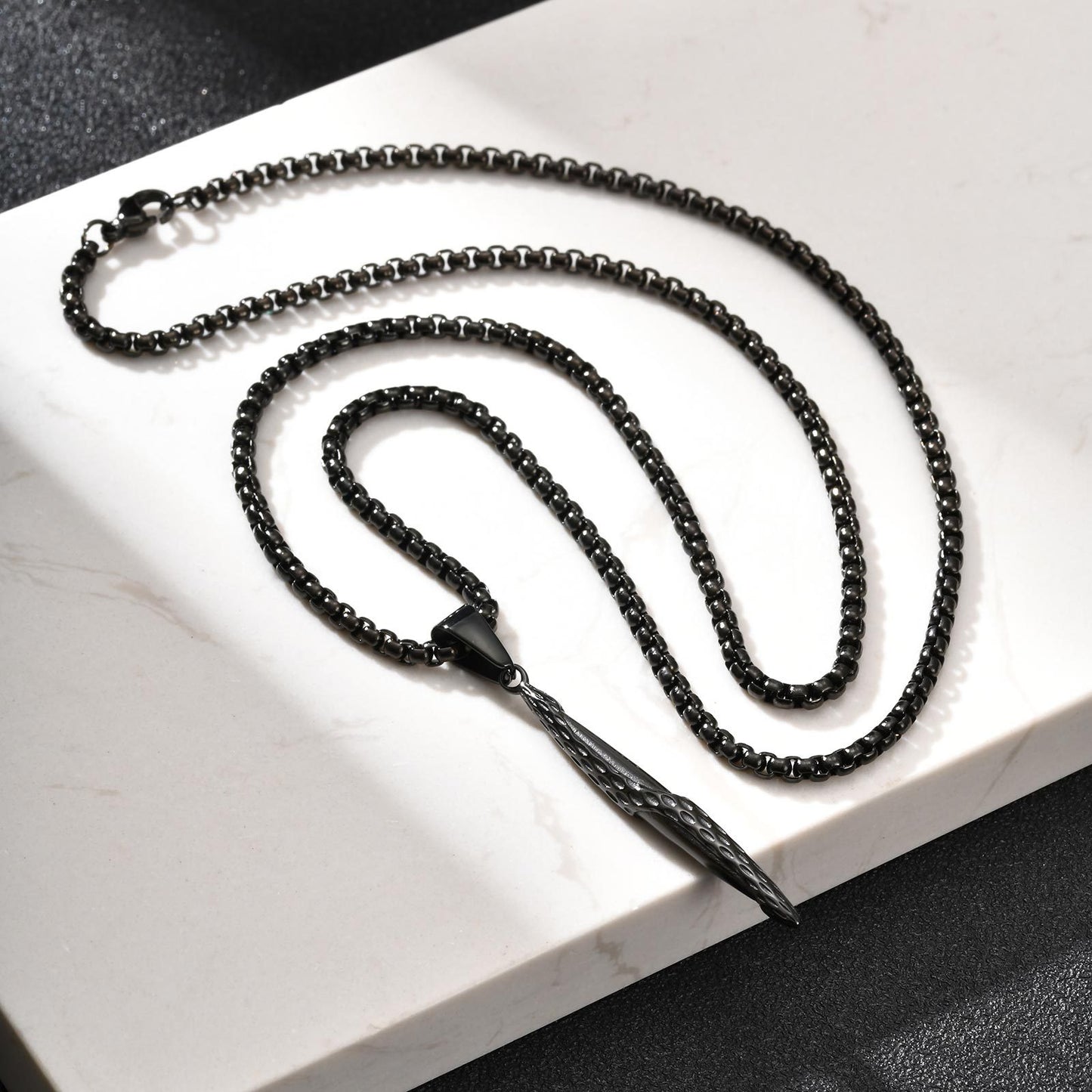 Planderful Black Stainless Steel Hammer Strip Pendant For Men