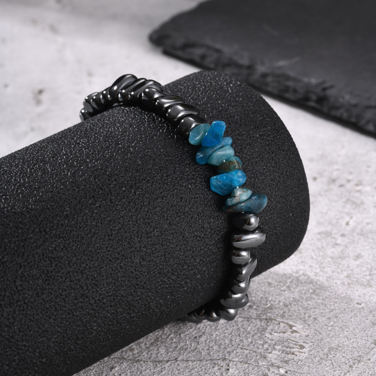 Black Gemstone Stainless Steel Bracelet for Men