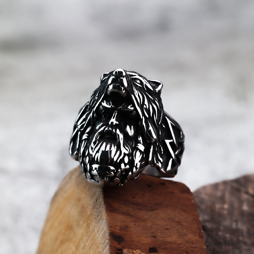 AliExpress Hot Selling Norse Mythology Viking Bear Head Ring