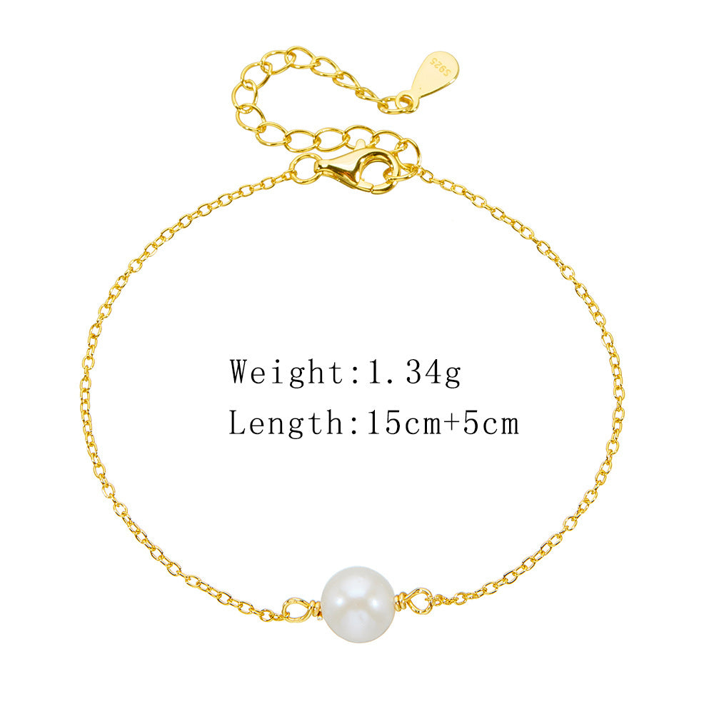 S925 Sterling Silver Daily Natural Pearl Bracelet European, American Style Accessories
