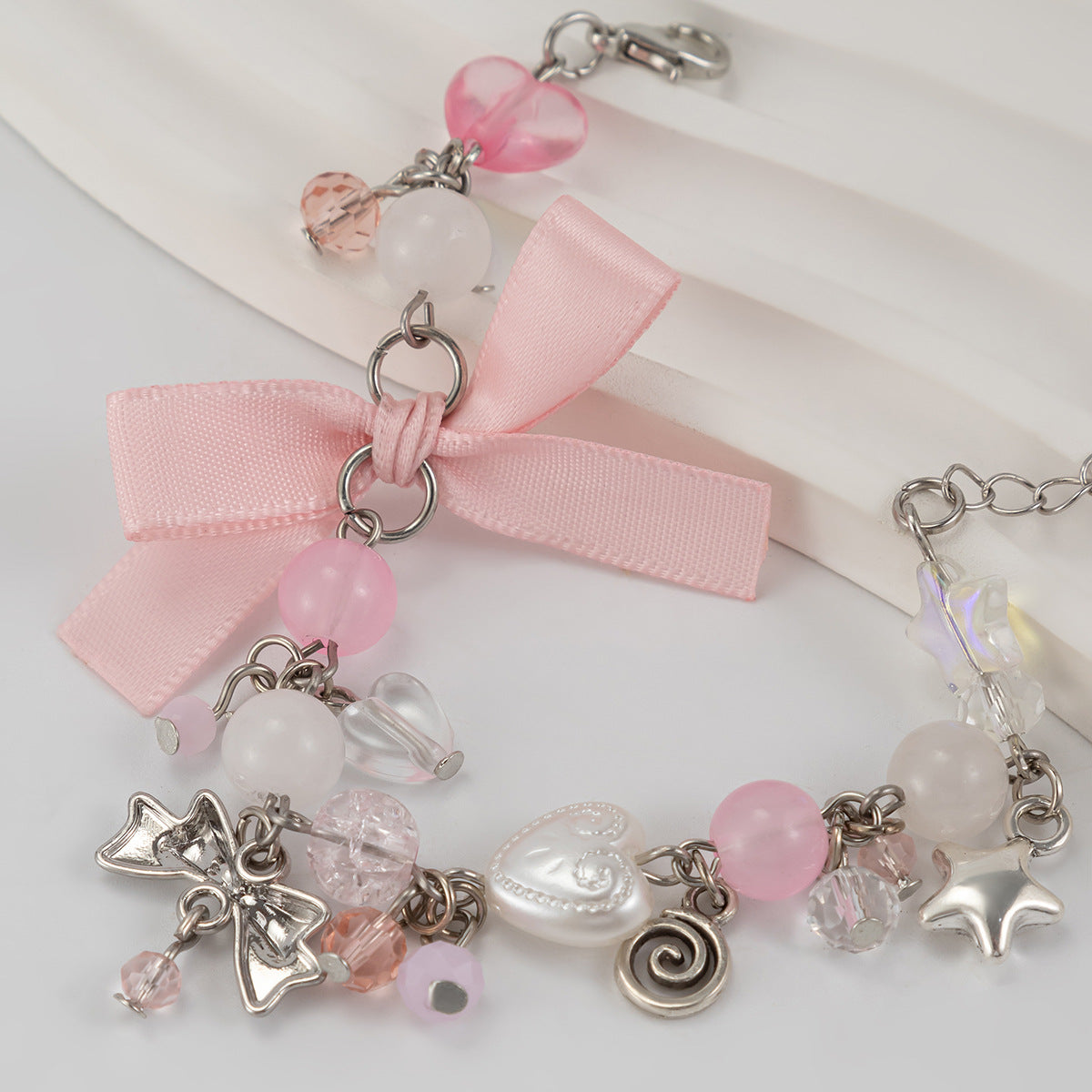 Planderful Pearl Bow Bracelet Imitation Pearls Fringed Statement Jewelry Lolita Style