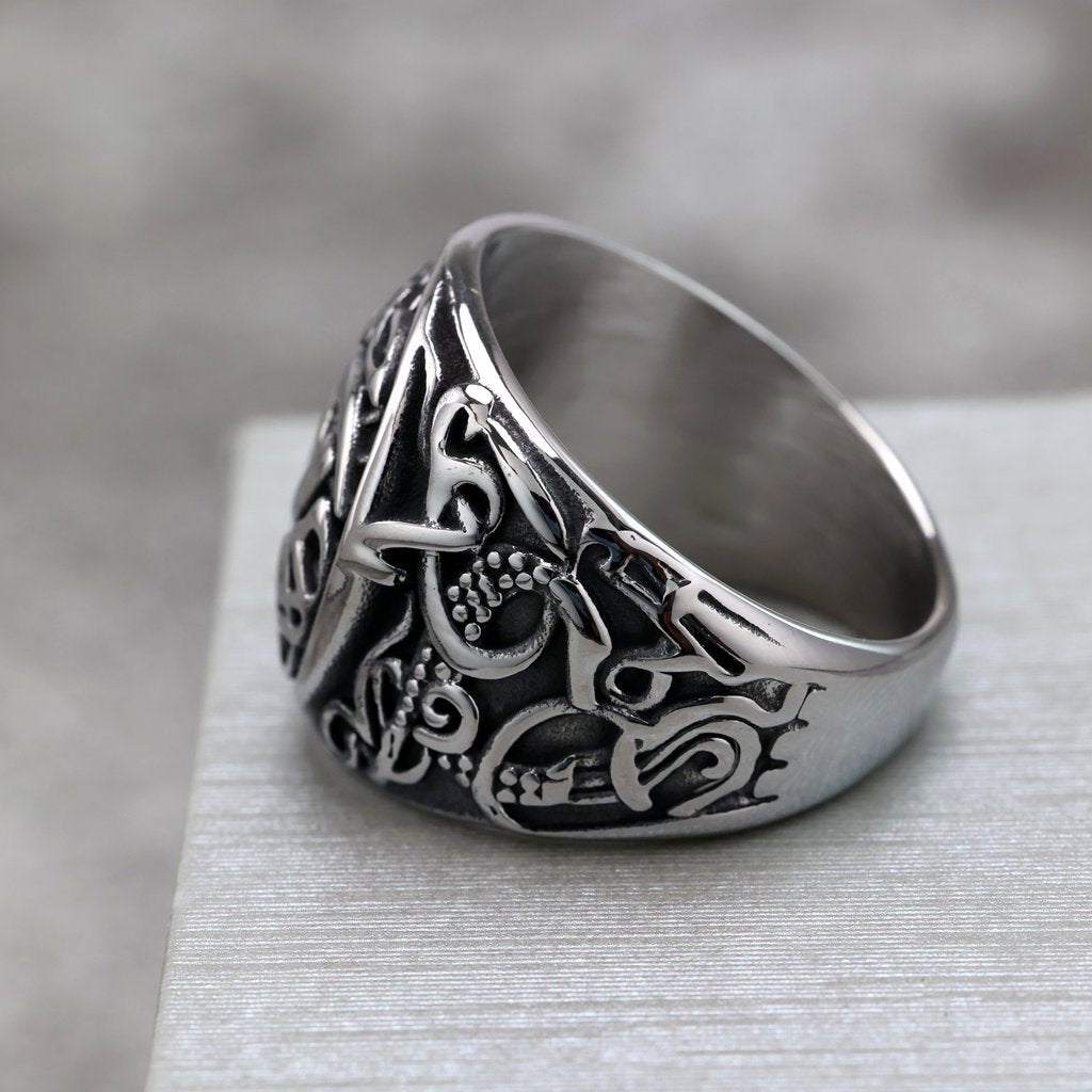 Planderful Mens Viking Celtic Knot Ring Stainless Steel Solid Retro Everyday Genie Jewelry Gift
