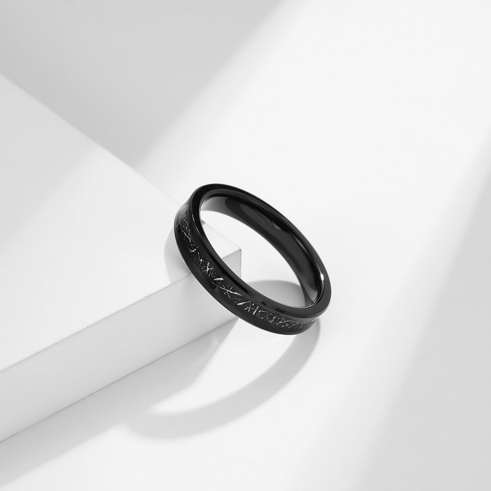 Black Tungsten Steel Inlaid Silk Ring Wholesale for Men