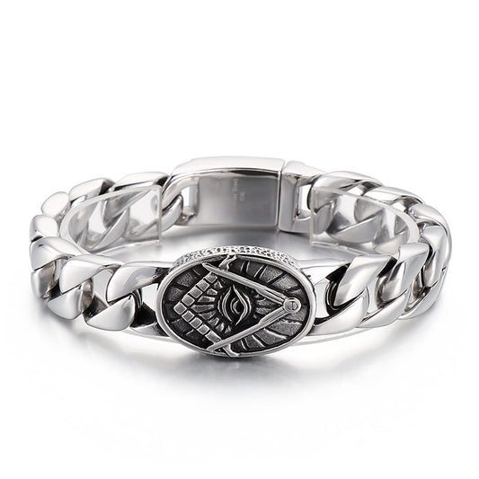 Clothing – Punk Wind Round Brand Freemasonry Titanium Steel Men's Bracelet