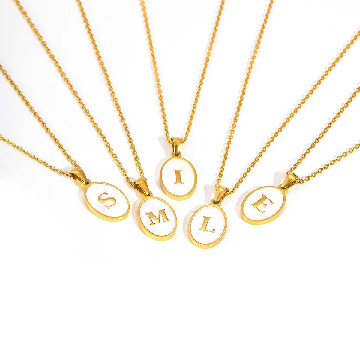 Gold Oval Initial Letter Pendant — A–Z