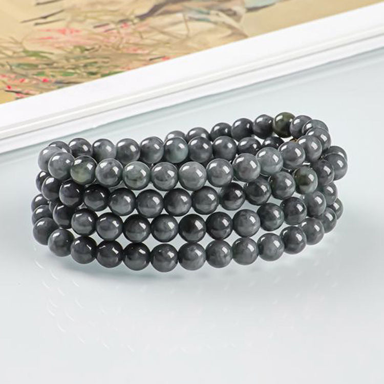 Natural Burmese A Goods Jade Bead Chain Black Jade Necklace Jewelry