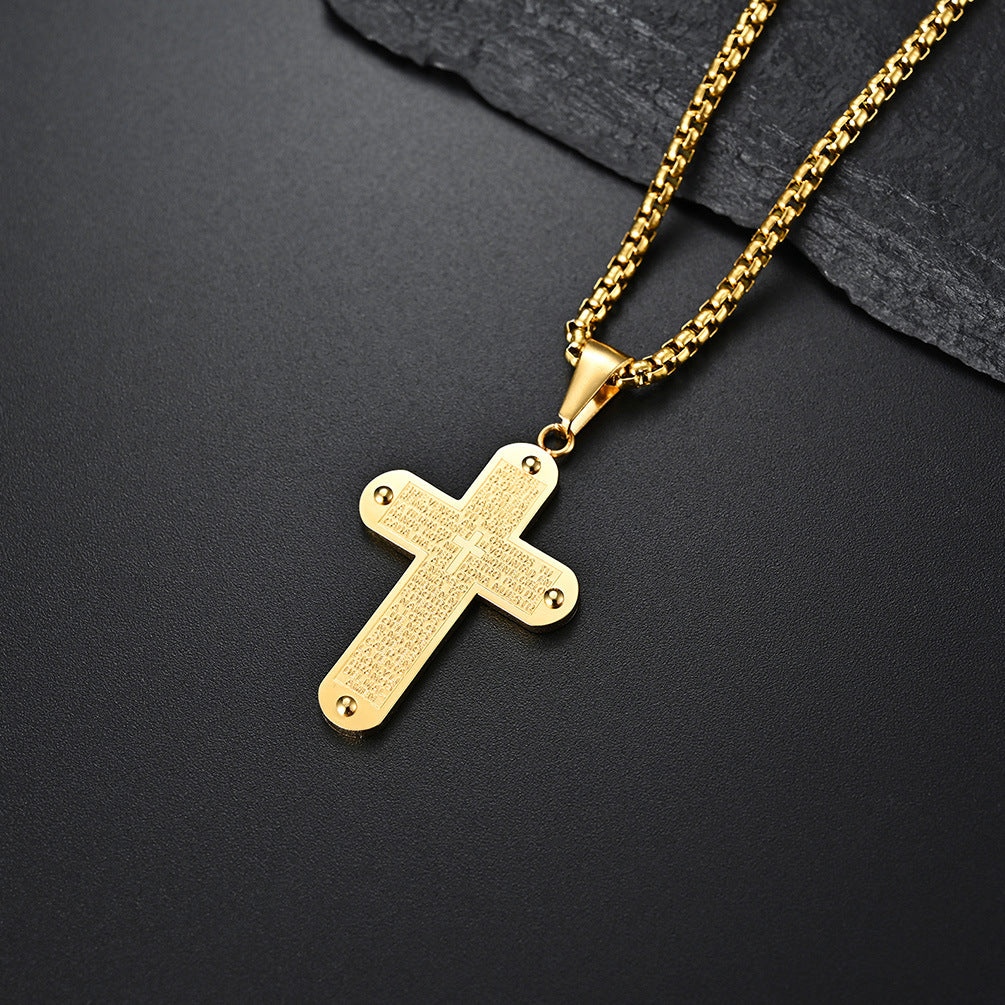 Planderful Titanium Cross Necklace Gold Plated Pendant For Everyday Wear Unisex Timeless Christian Gift
