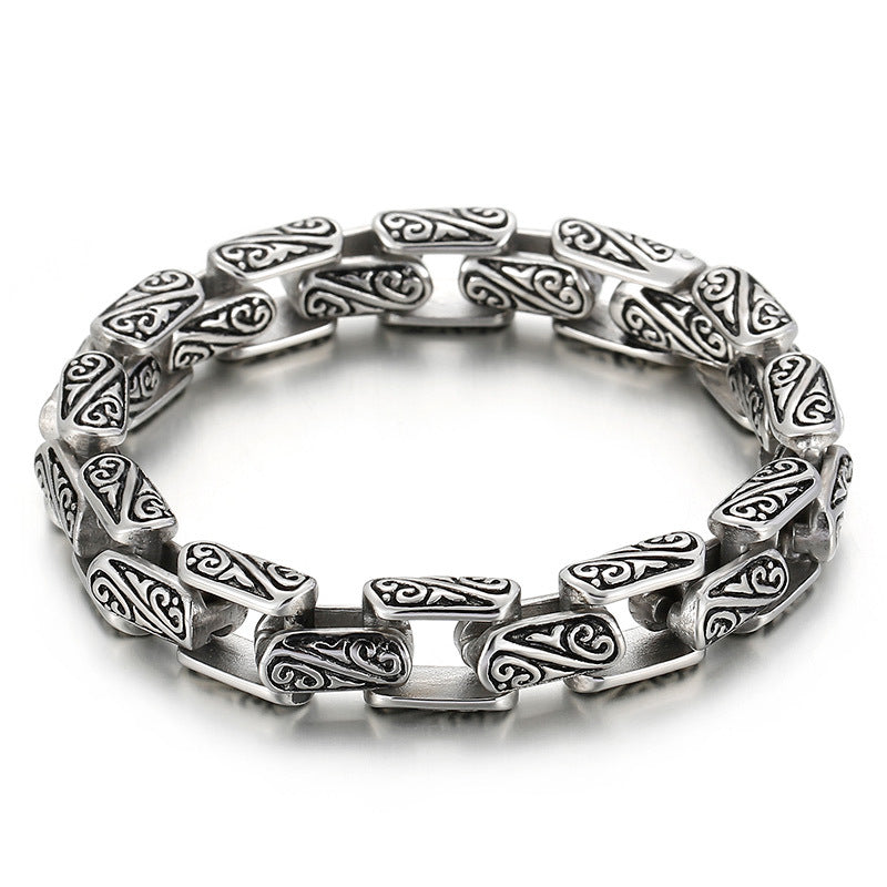 Geometric Pattern Titanium Steel Bracelet For Boyfriend Gift