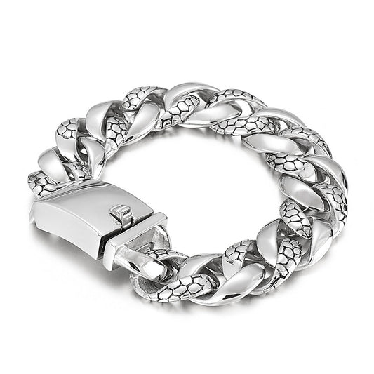 Snake Pattern Titanium Steel Men's Bracelet - Stylish and Customizable Design from Planderful Collection