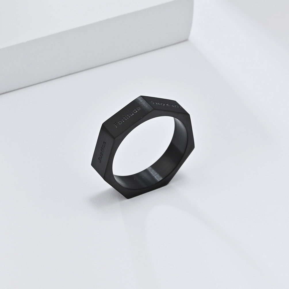 Steel Ring - Statement Genderless Everyday Genie Collection Inspired by Seven Deadly Sins and Virtues - Planderful