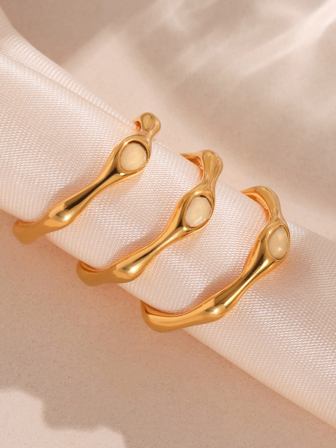 Planderful Pink Spar Ring Irregular Women Jewelry Chic