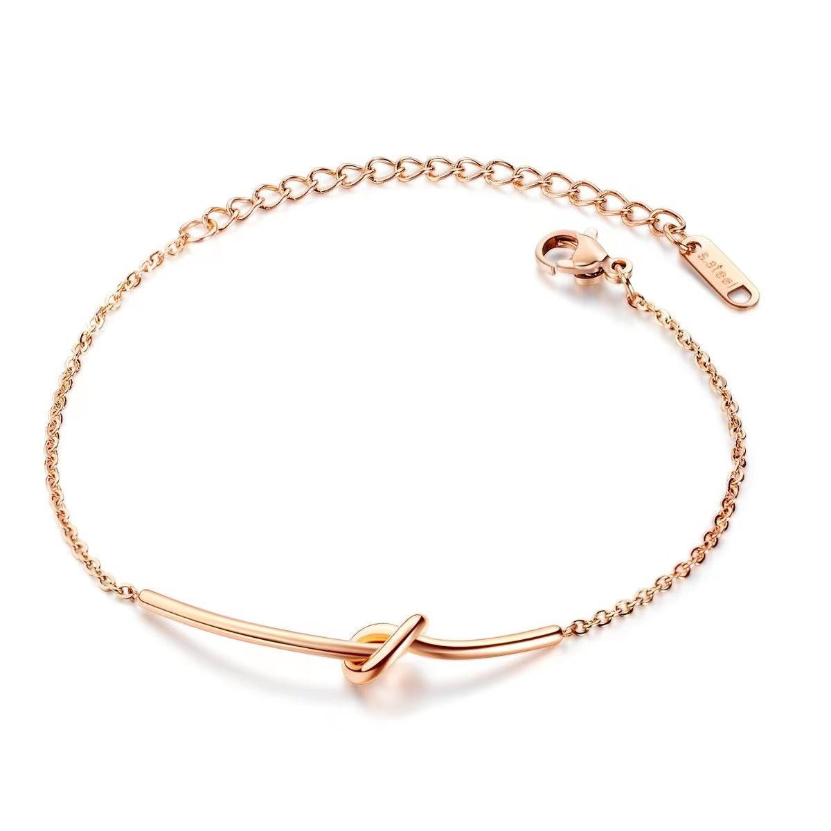 Planderful Jewelry Knotted Steel Bracelet For Women Elegant Everyday Genie Rose Jewelry Collection