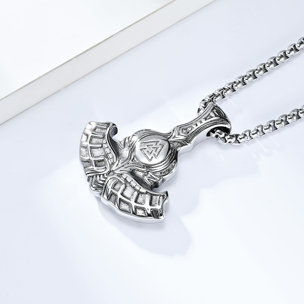 Vintage Nordic Style Viking Odin Tomahawk Necklace for Men