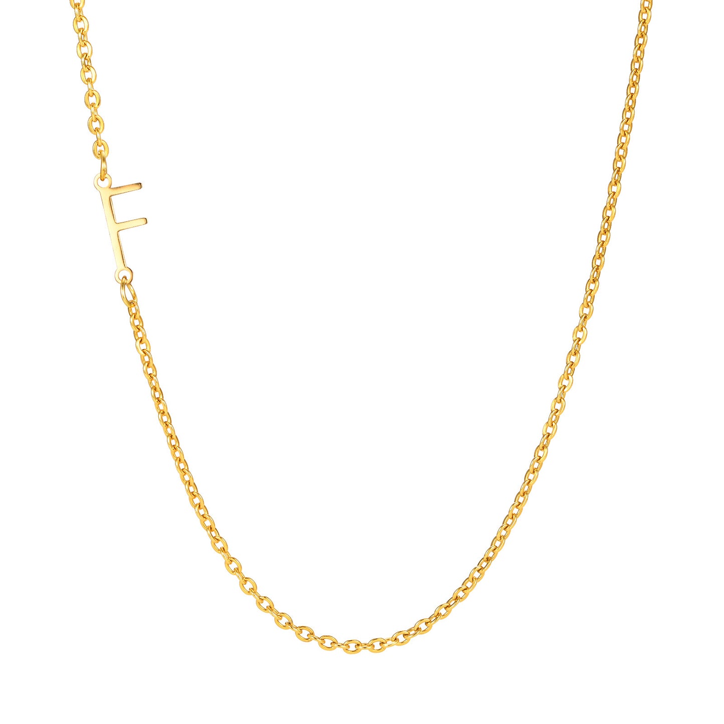 Stainless Steel Flat Cross Chain Letter Necklace Gold Collarbone Chain Letter