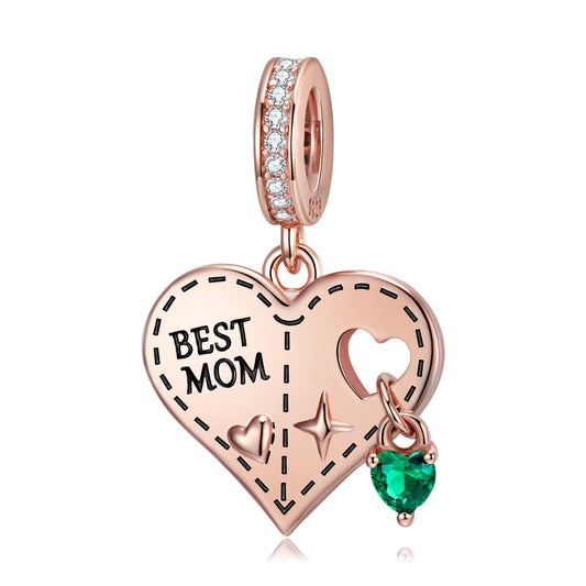Planderful Jewelry Rose Gold Plated Sterling Silver Pendant With Green Zircon Necklace