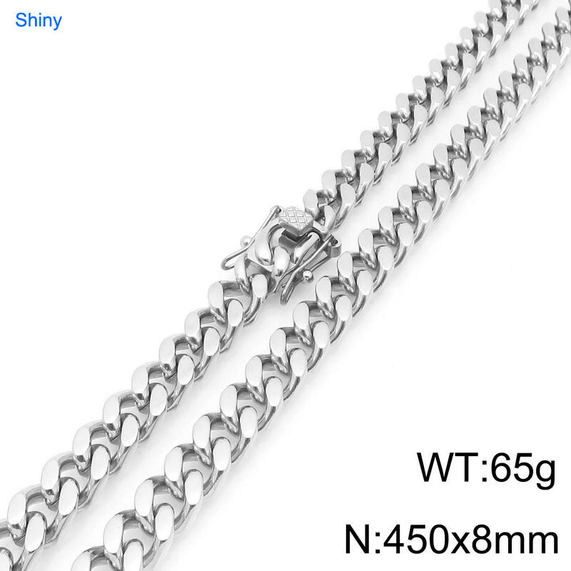 Planderful Titanium Dragon Beard Cuban Chain Necklace Men