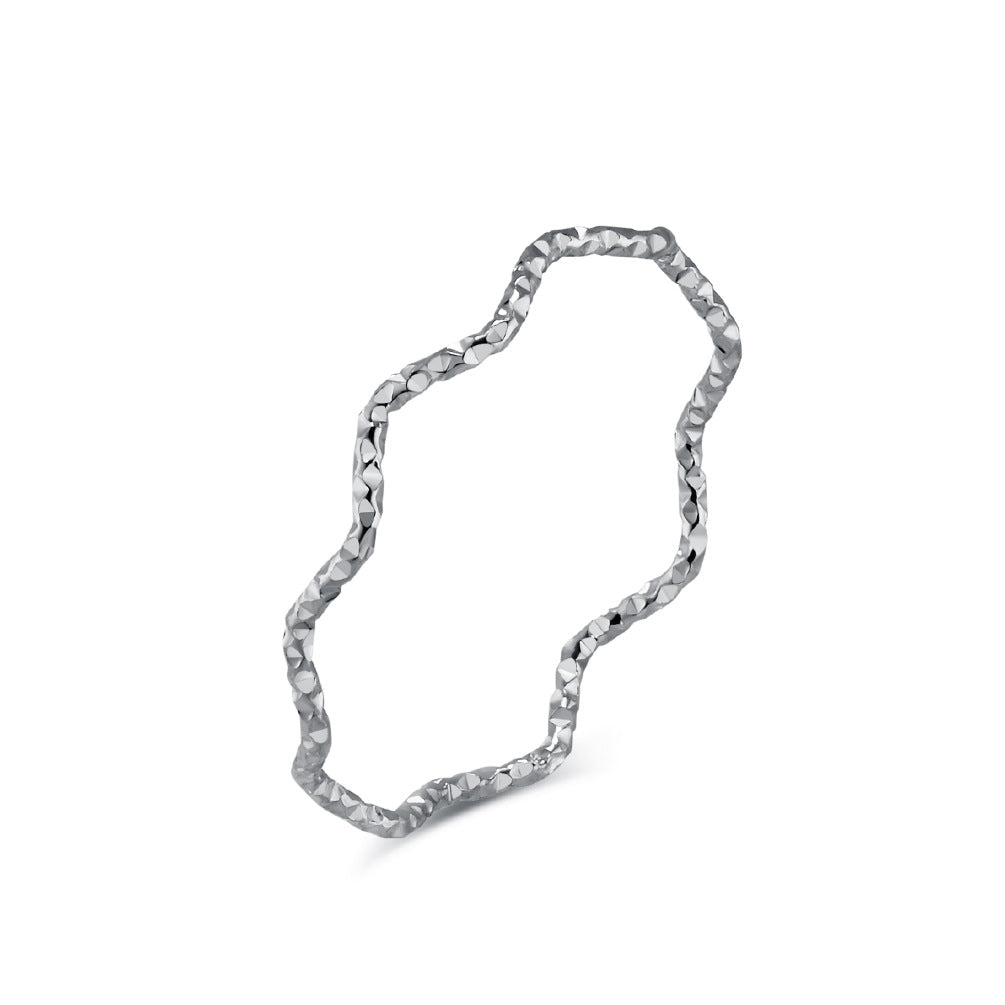 Planderful Light Luxury 1mm Wave Titanium Steel Ring For Women Daily Elegant Wear Jewelry