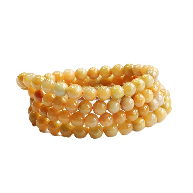 Natural Jade Necklace A Grade Yellow Jade Beads String