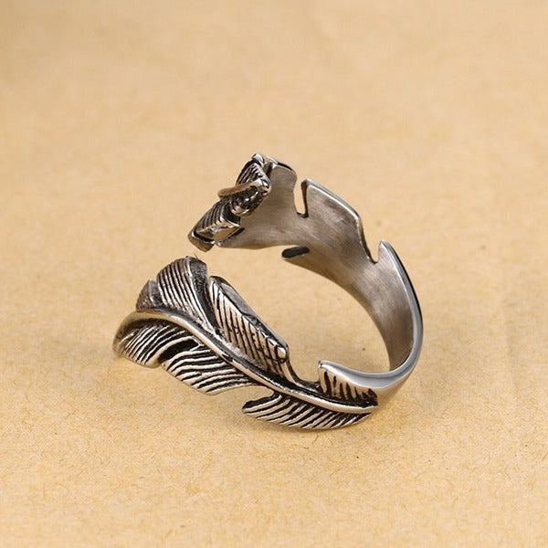 Wholesale Stainless Steel Feather Casting Ring for Men