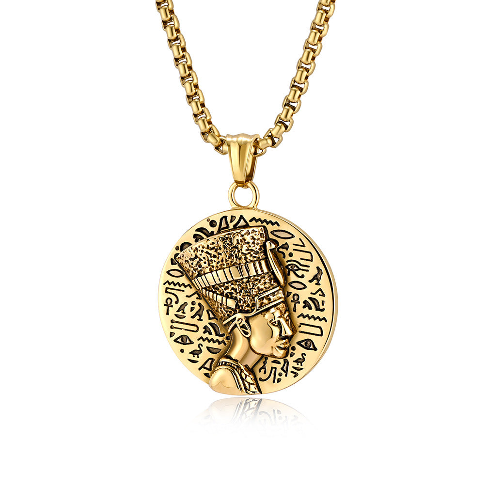 Planderful Nefertiti Titanium Steel Necklace Durable Retro Symbol For Egyptian History Lovers Everyday Genie