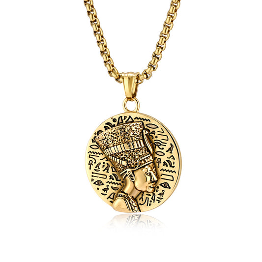 Planderful Nefertiti Titanium Steel Necklace Durable Retro Symbol For Egyptian History Lovers Everyday Genie