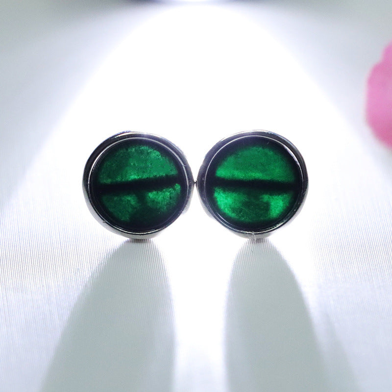 Dark Jadeite Round Stud Earrings