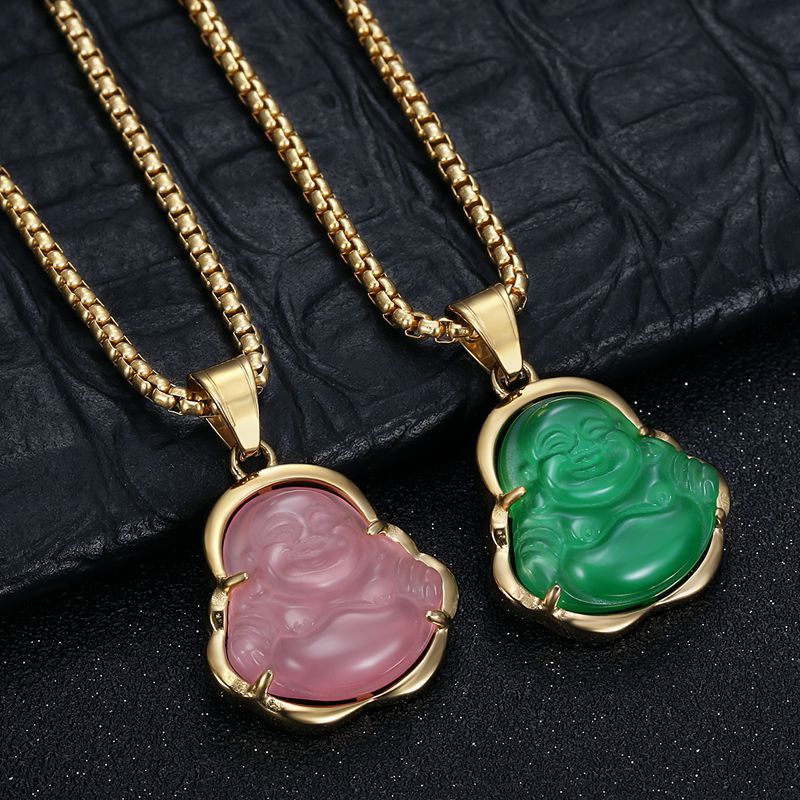 Punk Buddhist Stainless Steel Pendant Necklace