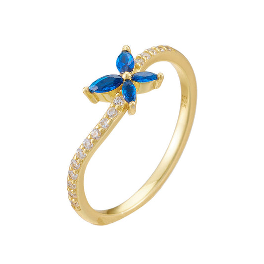Korean Version Of Super Fairy Small Fresh Sterling Silver Butterfly Ring Zircon Index