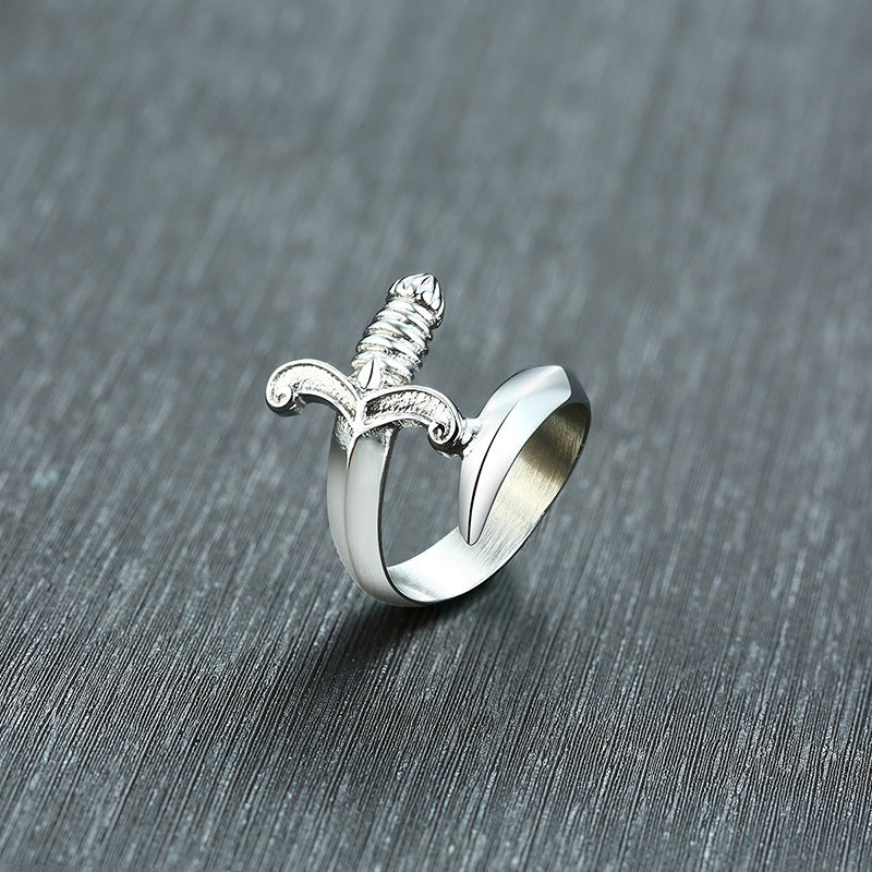 Punk Hip Hop Trinkets Stainless Steel Dagger Ring for Men