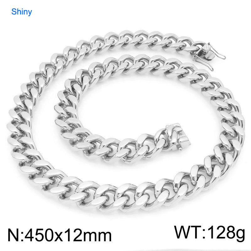 Planderful Titanium Dragon Beard Cuban Chain Necklace Men