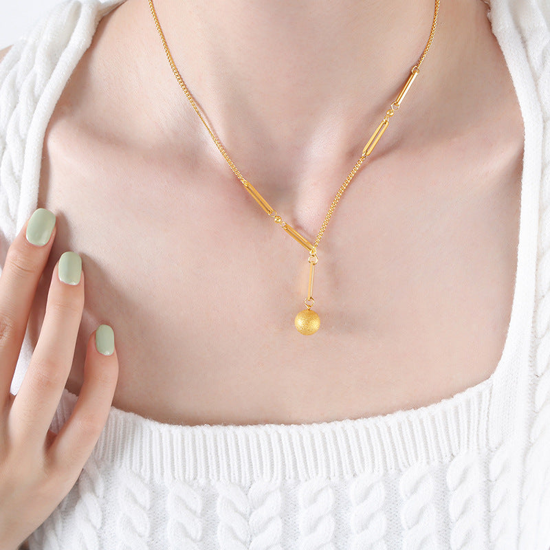 Niche Design Long Pendant Metal Ball Necklace - Planderful Collection