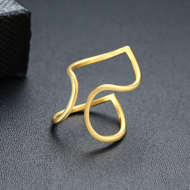 Hourglass Shape Ins Wind Girl Irregular Gold Index Finger Ring