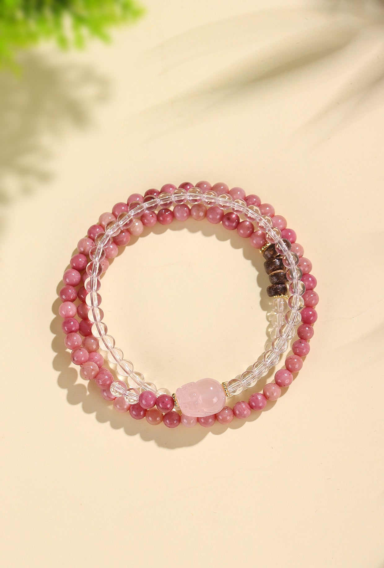 Planderful Fortune's Favor Bracelet – Elegant Chinese Rose Stone Design