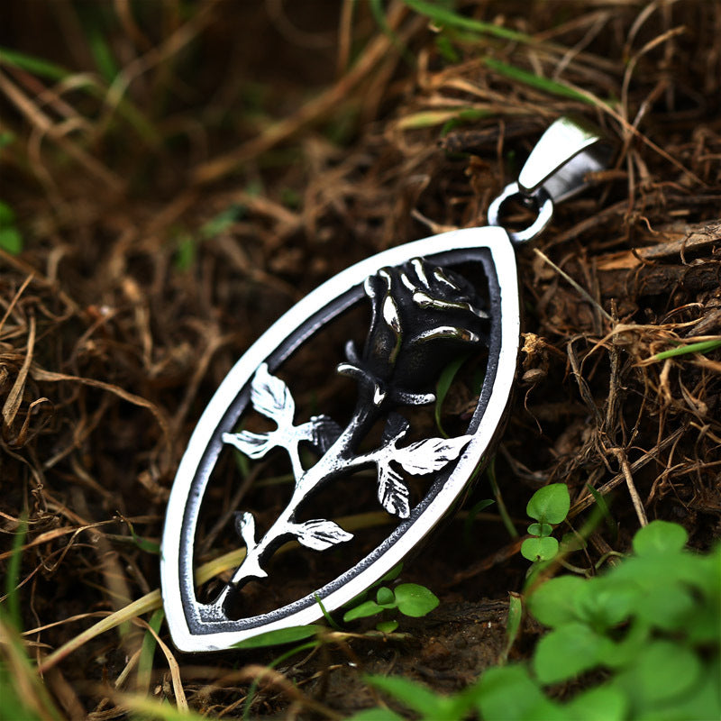 Stylish Retro Rose-Shaped Titanium Steel Pendant for Unisex - Minimalist Stainless Steel Accessory