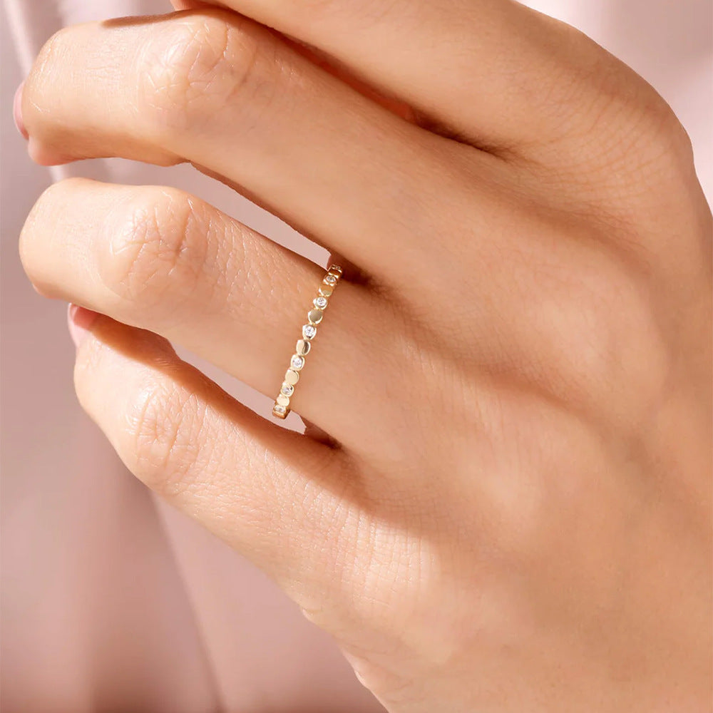 Circle Zircon Sterling Silver Ring Wind Ring