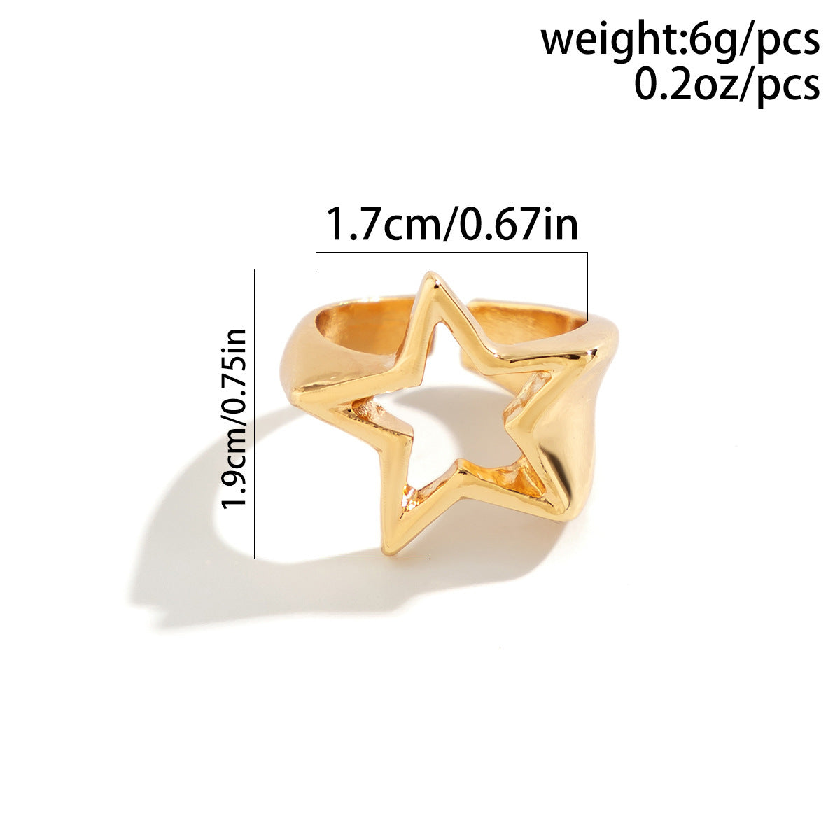 Planderful Vienna Verve Five Point Star Ring Set For Women Metal Hollow Geometric Statement