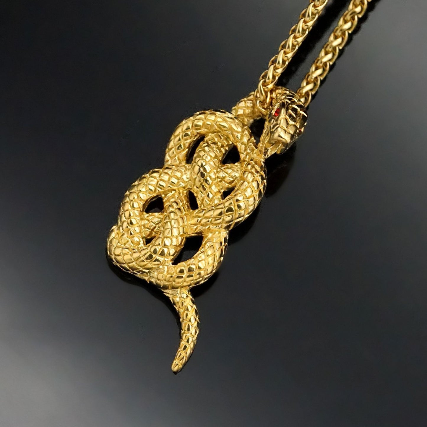 Planderful Snake Pendant Necklace Stainless Steel Gold Plated Year Of The Snake Unisex Personalized Jewelry Gift