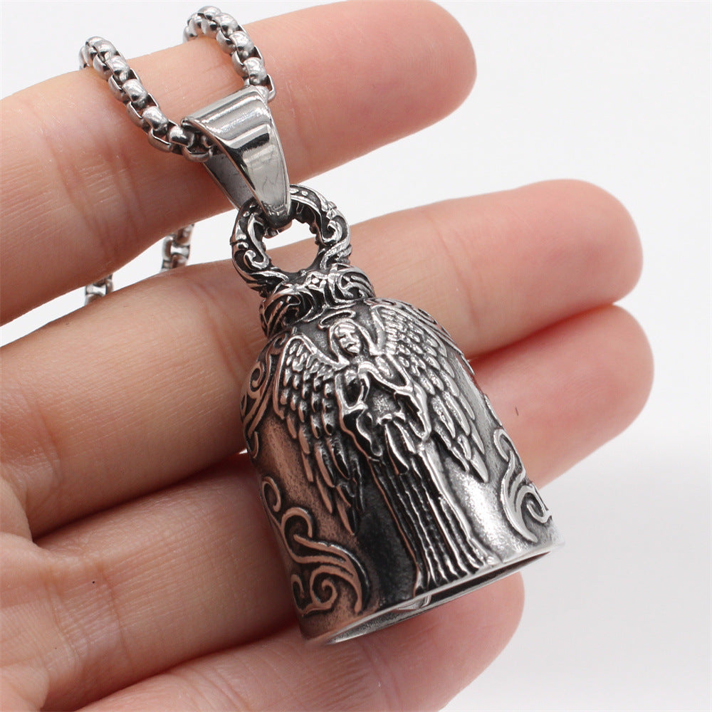 Retro Palm Gesture Angel Bell Pendant Necklace for Men and Women - European and American Wholesale Design