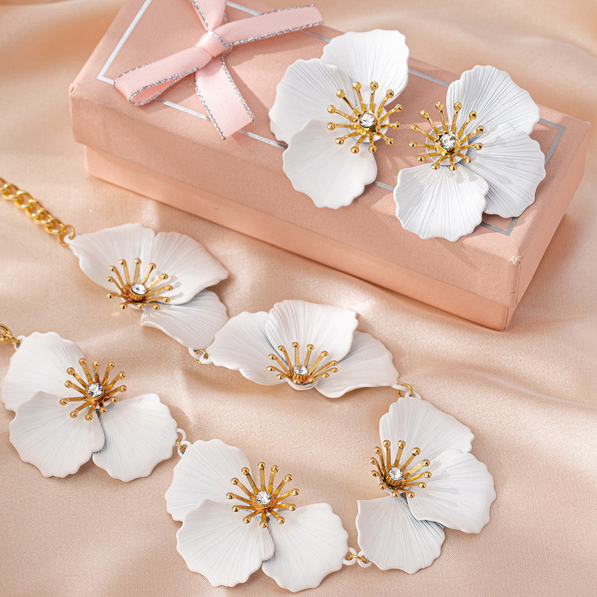 Elegant Zircon Flower Jewelry Set for Women by Planderful