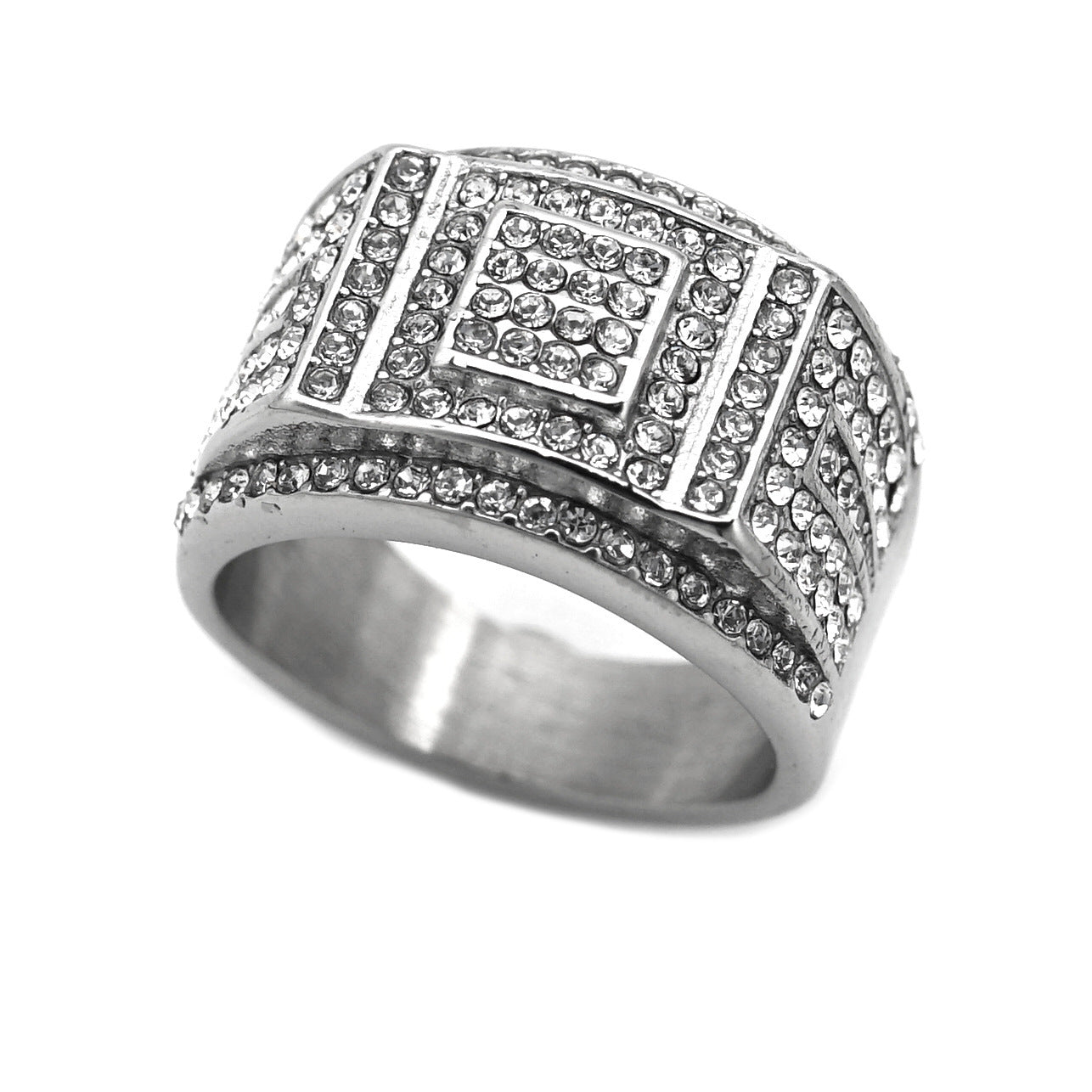 Planderful Everyday Genie Stainless Steel Zircon Ring For Men Unisex Hip Hop Style Statement