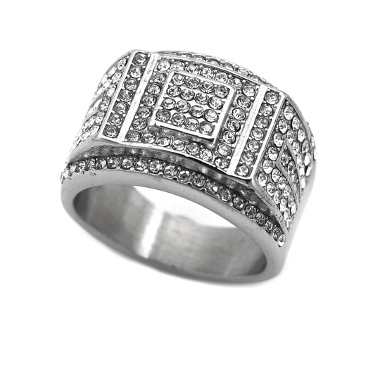 Planderful Everyday Genie Stainless Steel Zircon Ring For Men Unisex Hip Hop Style Statement