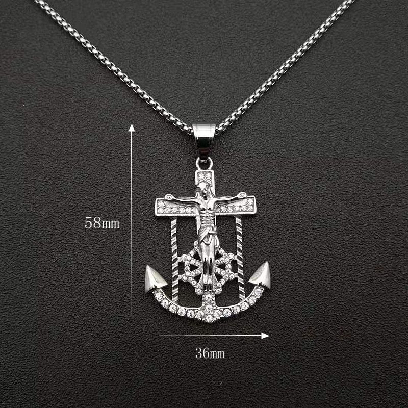 Planderful Everyday Genie Gold Plated Anchor Cross Necklace For Hip Hop Streetwear Fans