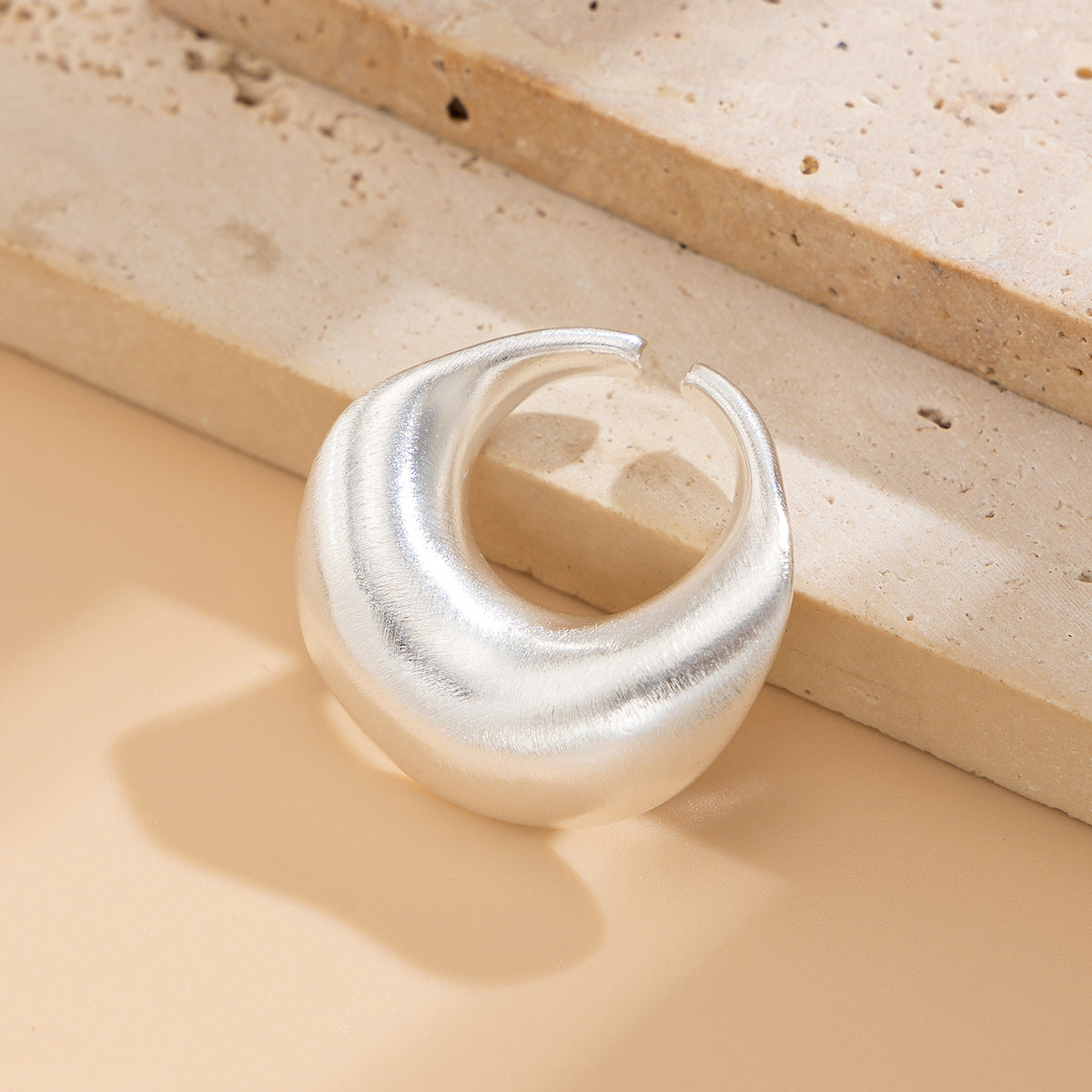 Planderful Vienna Verve Arc Open Ring Brushed Metal Statement Jewelry For Modern Women