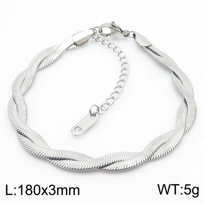 Trendy Adjustable Double Woven Chain Necklace And Bracelet
