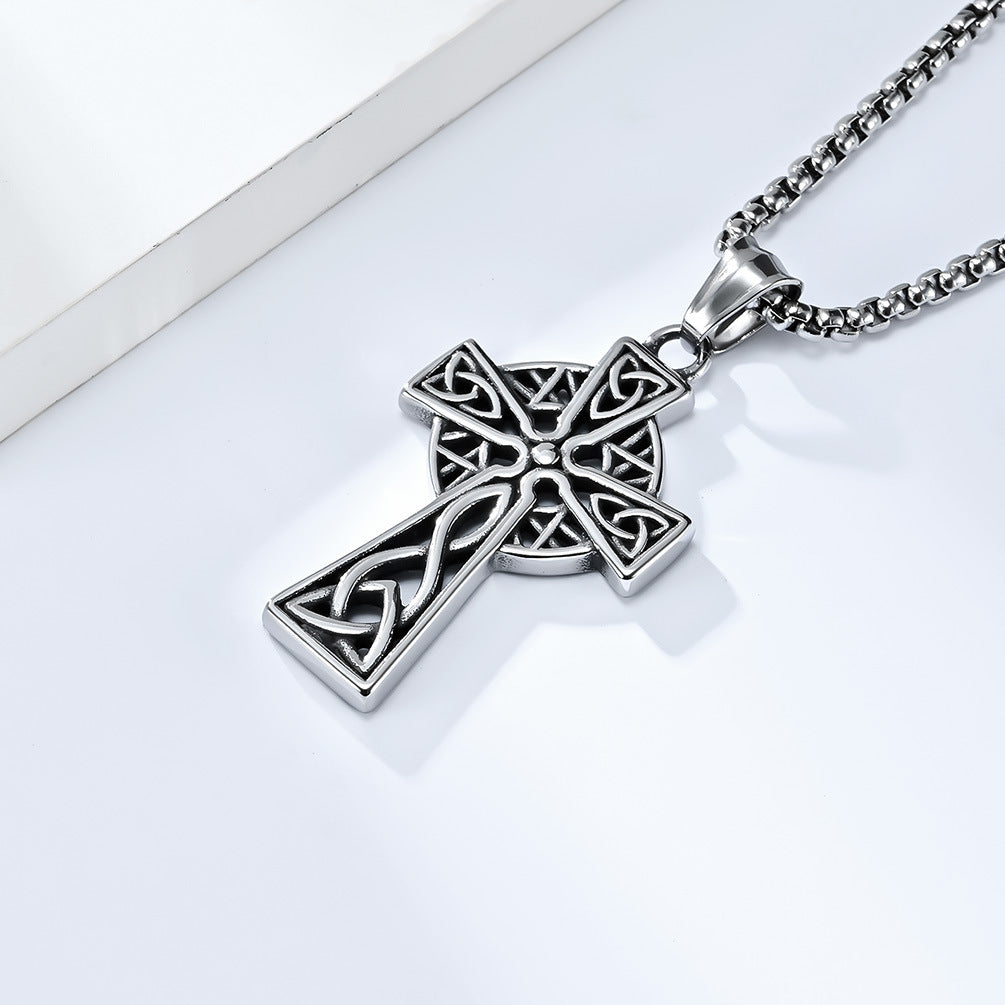 Steel Necklace - Vintage Nordic Celtic Cross